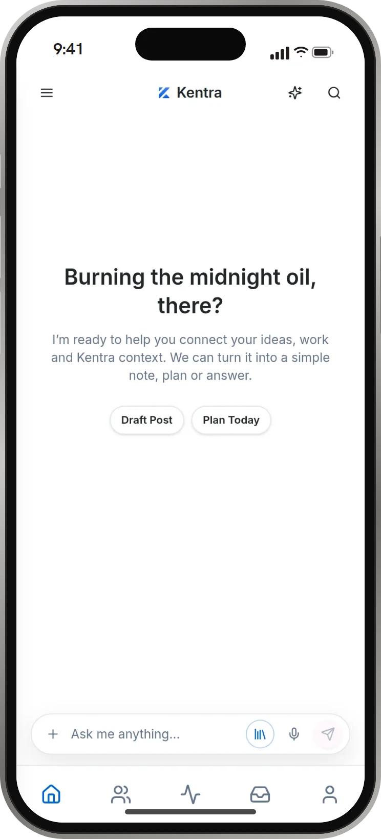 Kentra running live on a phone.